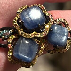 vintage black rhodium over Sterling silver kyanite multi stone ring size 8
